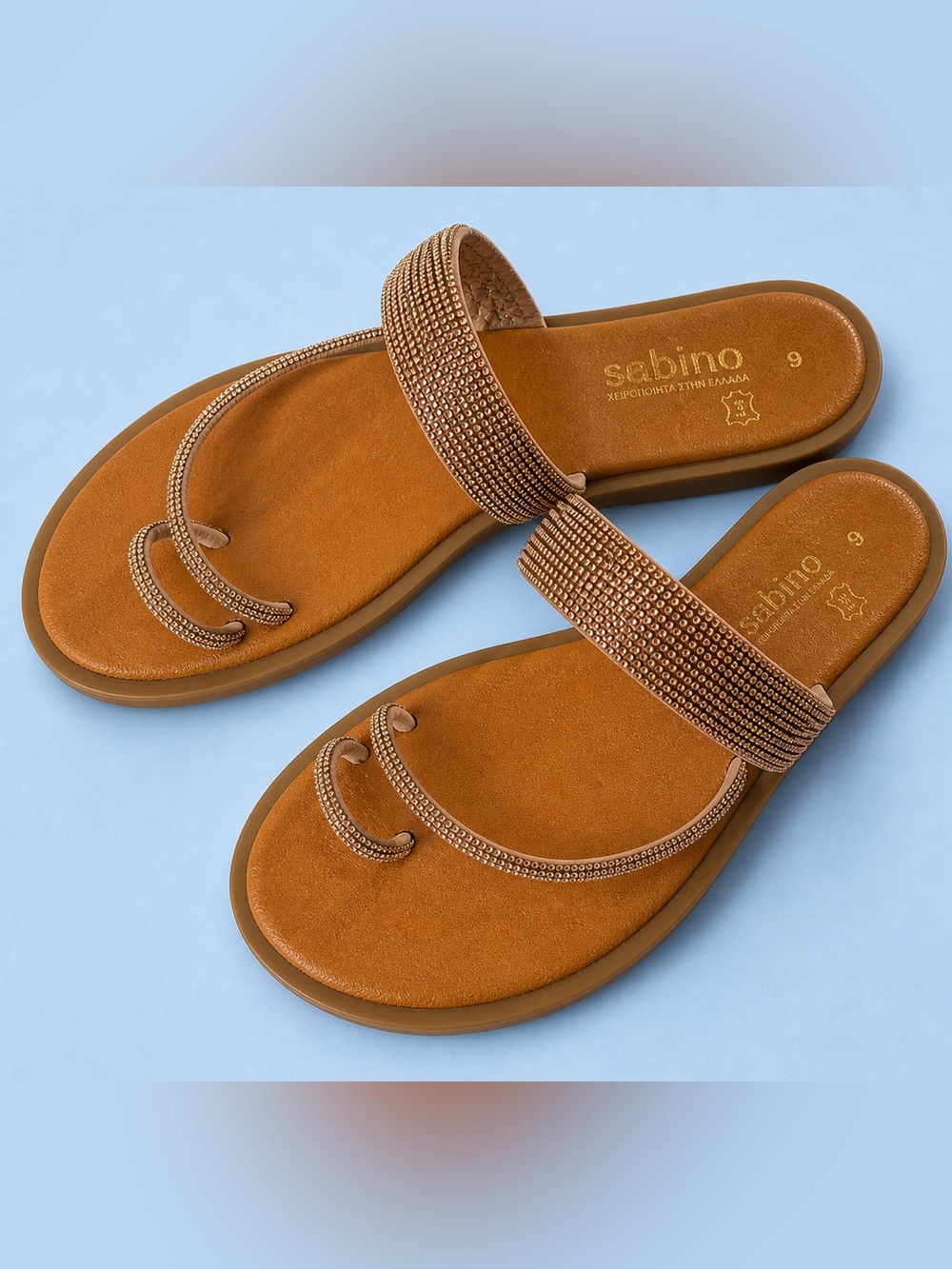 SABINO Sandals Made in Greece Size 39 Leather Sole Like‎ New Condition
